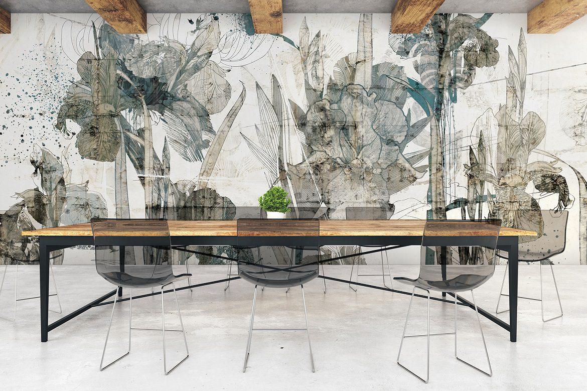 Conference room with empty banner